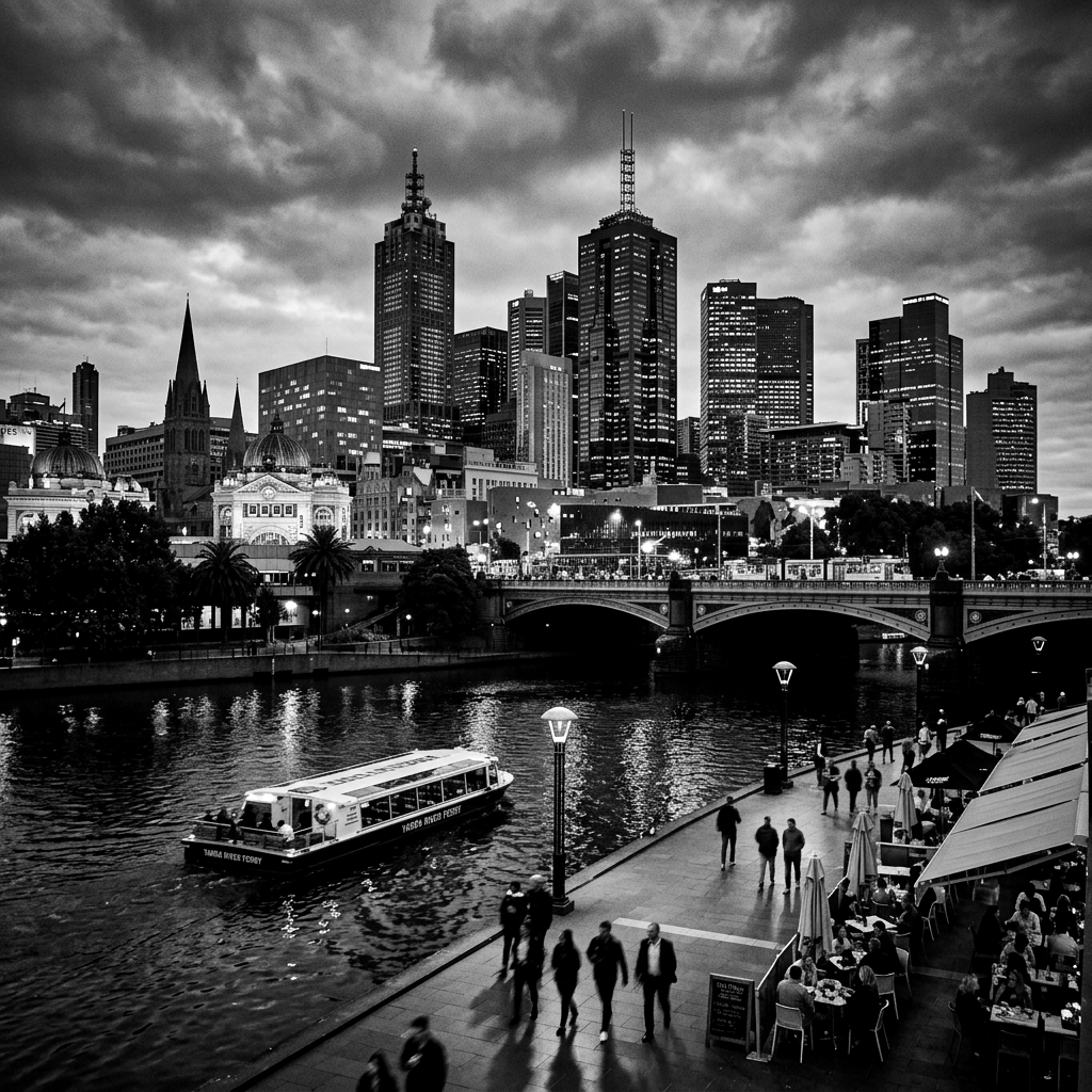 Melbourne skyline at dusk